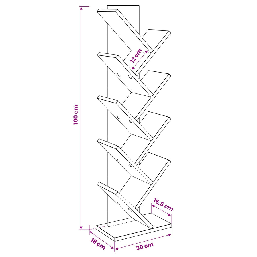 Boom Boekenkast 6-Lagen 30 x 18 x 100 cm Bewerkt hout