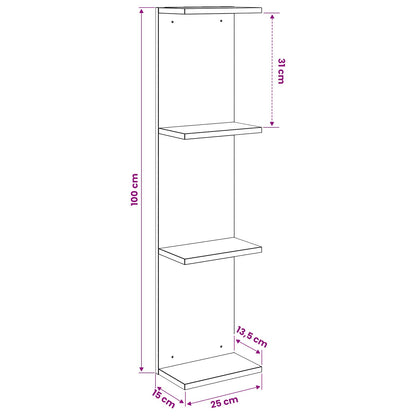 Wandplank Wit 25 x 15 x 100 cm Bewerkt hout