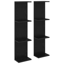Wandplank 2 pcs Zwart eiken 25 x 15 x 100 cm Bewerkt hout