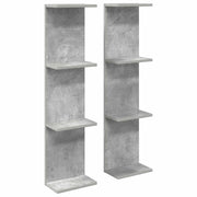 Wandplank 2 stuks betongrijs 100x25x15 cm bewerkt hout