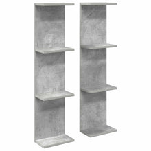 Wandplank 2 pcs Betongrijs 25 x 15 x 100 cm Bewerkt hout