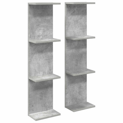 Wandplank 2 pcs Betongrijs 25 x 15 x 100 cm Bewerkt hout