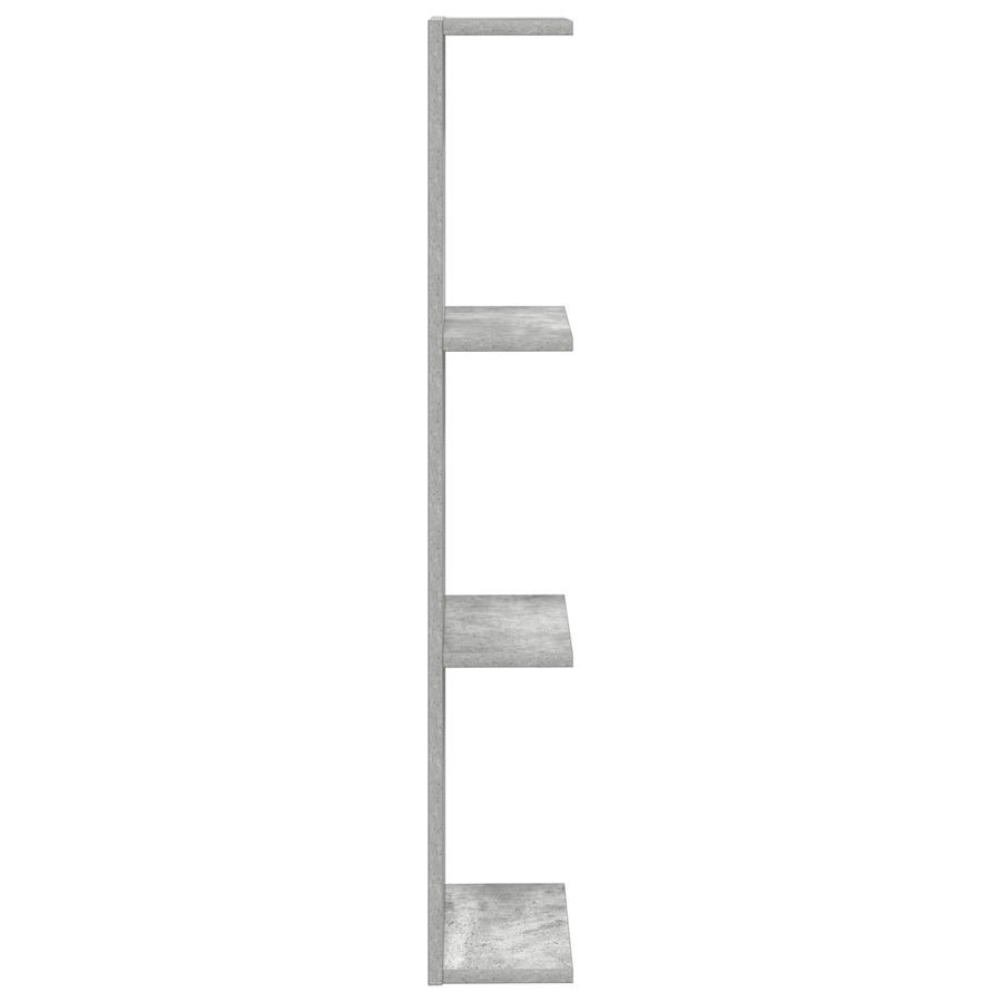 Wandplank 2 pcs Betongrijs 25 x 15 x 100 cm Bewerkt hout