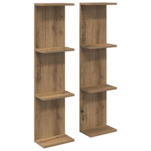 Wandplank 2 pcs Artisanaal eiken 25 x 15 x 100 cm Bewerkt hout
