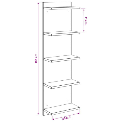 Wandplank 2 pcs Wit 30 x 15 x 100 cm Bewerkt hout