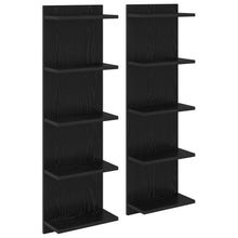 Wandplank 2 pcs Zwart eiken 30 x 15 x 100 cm Bewerkt hout