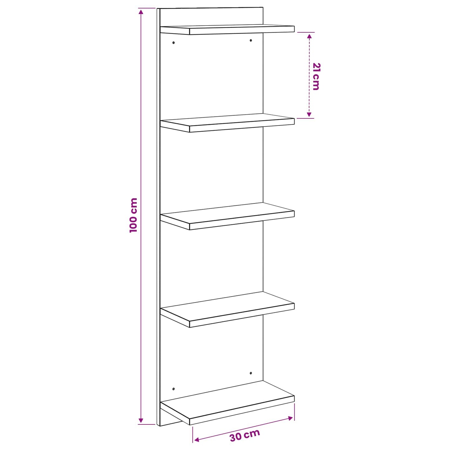 Wandplank 2 pcs Zwart eiken 30 x 15 x 100 cm Bewerkt hout