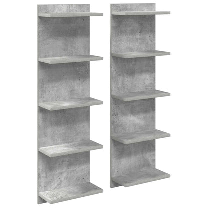 Wandplank 2 st Betongrijs 30 x 15 x 100 cm Bewerkt hout