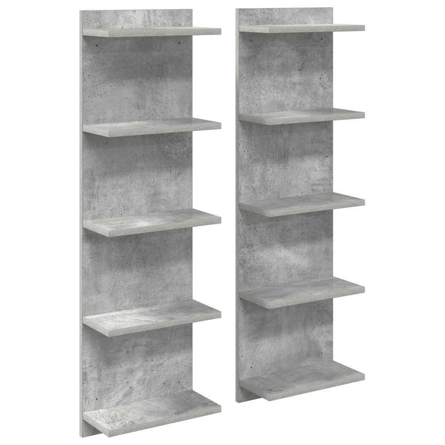 Wandplank 2 st Betongrijs 30 x 15 x 100 cm Bewerkt hout