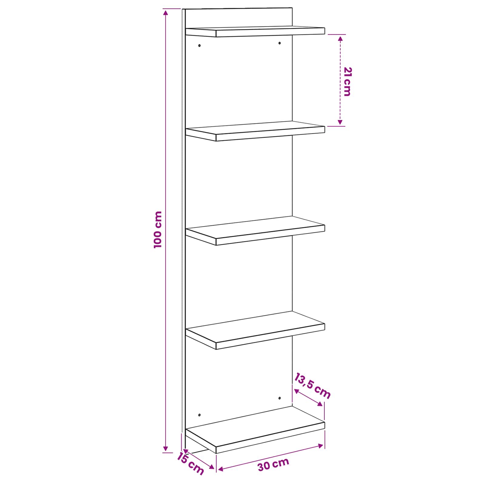 Wandplank 2 st Betongrijs 30 x 15 x 100 cm Bewerkt hout