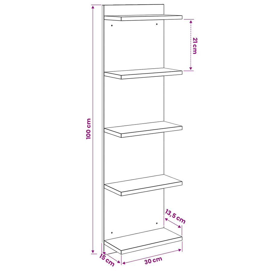 Wandplank 2 st Betongrijs 30 x 15 x 100 cm Bewerkt hout