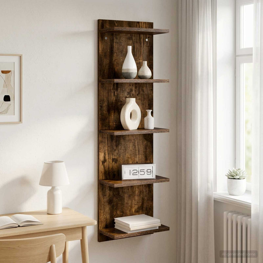 Wandplank Gerookt eiken 30 x 15 x 100 cm Bewerkt hout