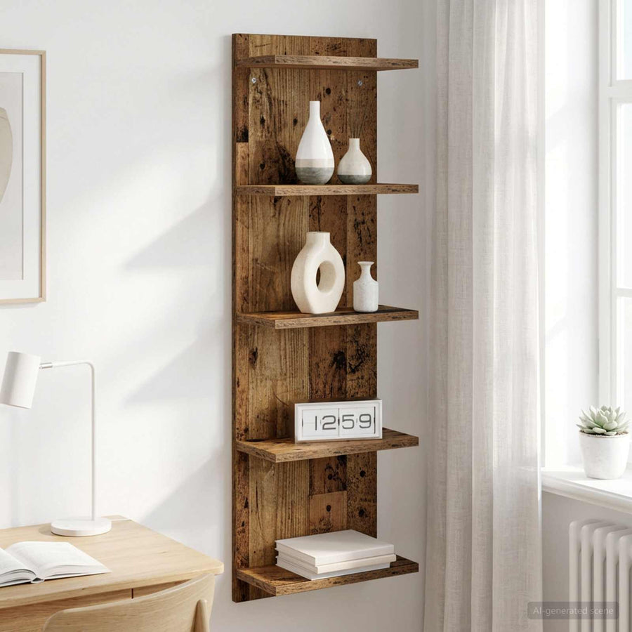 Wandplank Oud hout 30 x 15 x 100 cm Bewerkt hout