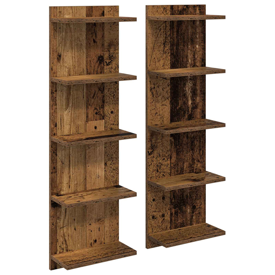 Wandplank 2 st Oud hout 30 x 15 x 100 cm Bewerkt hout