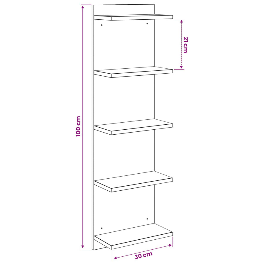 Wandplank Artisanaal eiken 30 x 15 x 100 cm Bewerkt hout