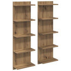 Wandplank 2 pcs Artisanaal eiken 30 x 15 x 100 cm Bewerkt hout