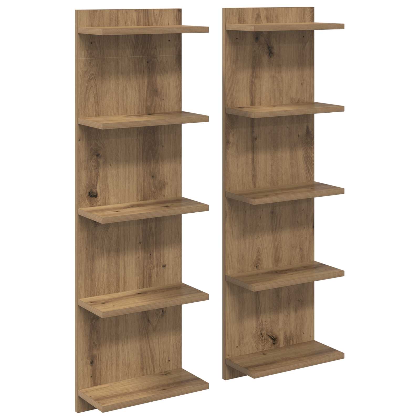 Wandplank 2 pcs Artisanaal eiken 30 x 15 x 100 cm Bewerkt hout