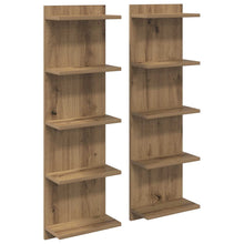 Wandplank 2 pcs Artisanaal eiken 30 x 15 x 100 cm Bewerkt hout