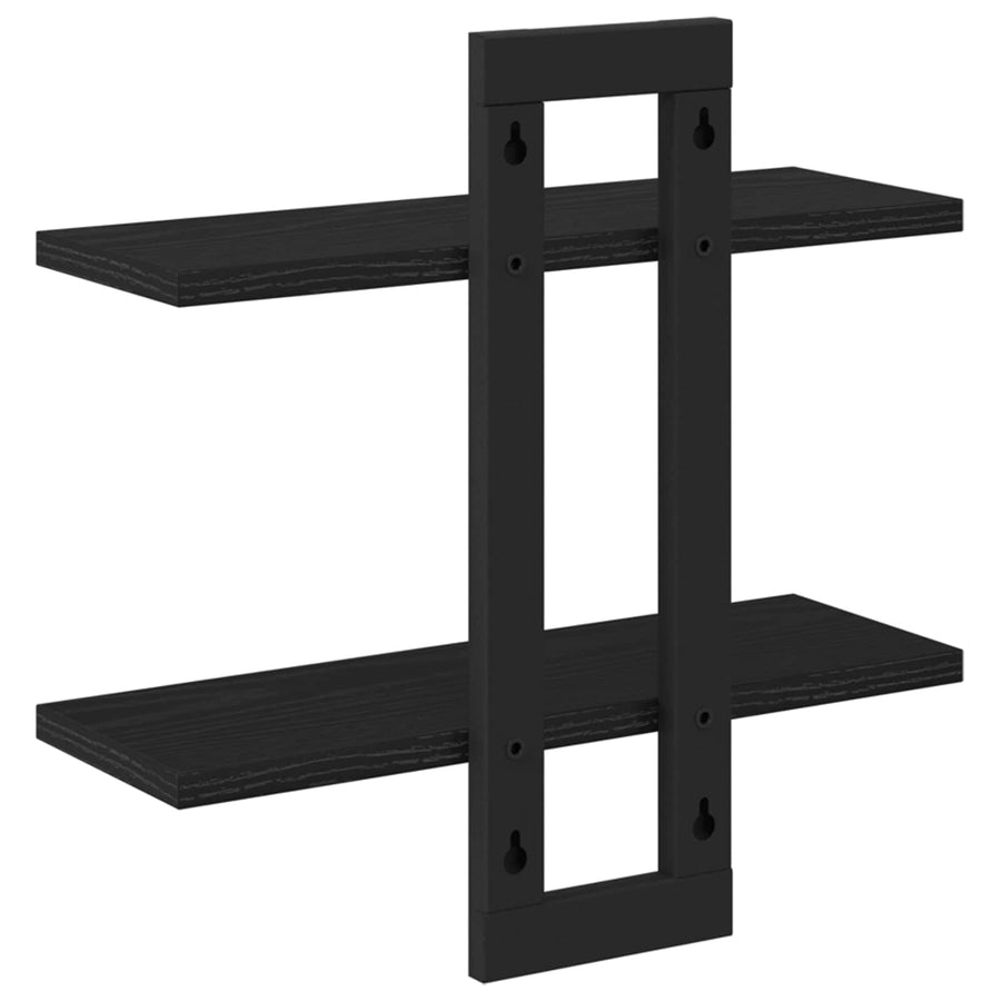 Zwevende schappen Zwart eiken 40 x 15 x 40 cm Bewerkt hout