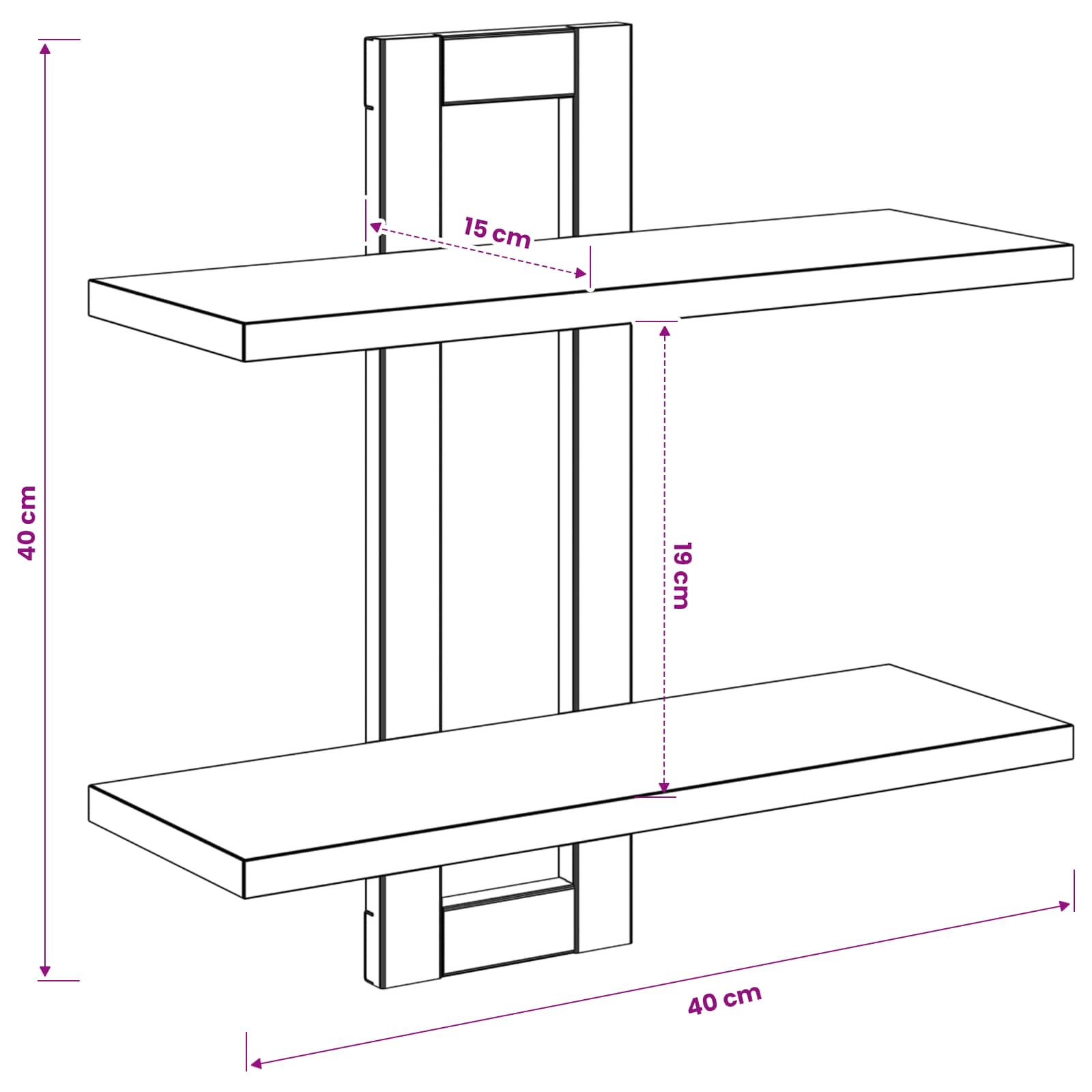 Zwevende schappen Gerookt eiken 40 x 15 x 40 cm Bewerkt hout