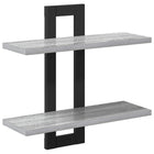 Zwevende schappen grijs bewerkt hout 40x15x40 cm