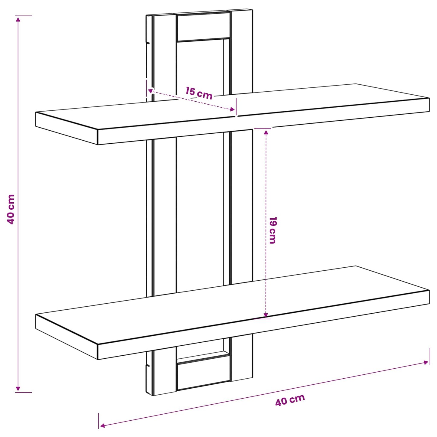 Zwevende schappen Grijs Sonoma 40 x 15 x 40 cm Bewerkt hout