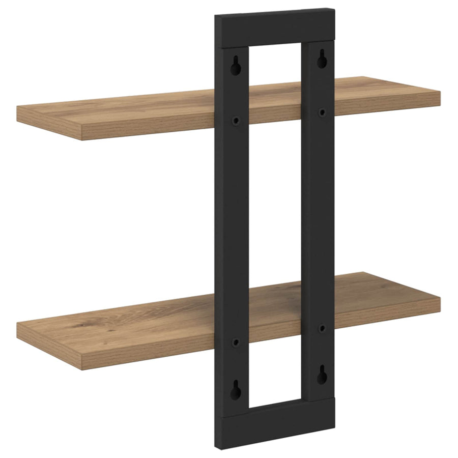 Zwevende schappen Artisanaal eiken 40 x 15 x 40 cm Bewerkt hout