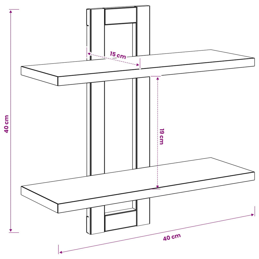 Zwevende schappen Artisanaal eiken 40 x 15 x 40 cm Bewerkt hout