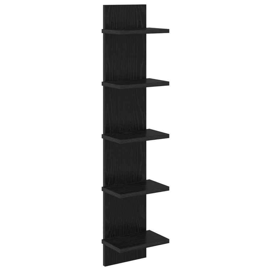 Wandplank Zwart eiken 22 x 15 x 100 cm Bewerkt hout
