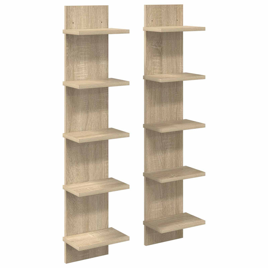 Wandplank 2 st Sonoma Eiken 22 x 15 x 100 cm Bewerkt hout
