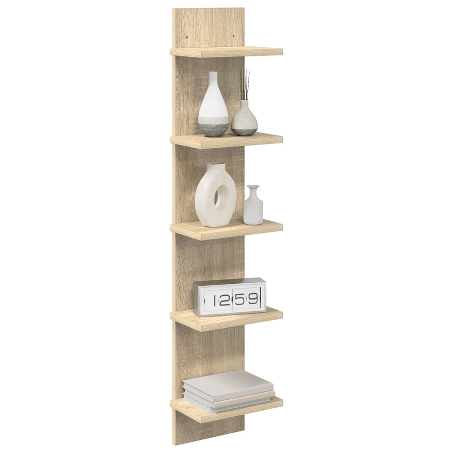 Wandplank 2 st Sonoma Eiken 22 x 15 x 100 cm Bewerkt hout