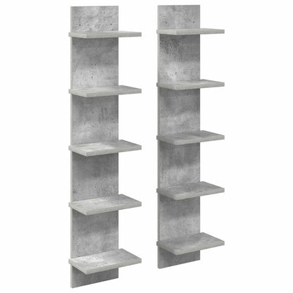 Wandplank 2 st Betongrijs 22 x 15 x 100 cm Bewerkt hout