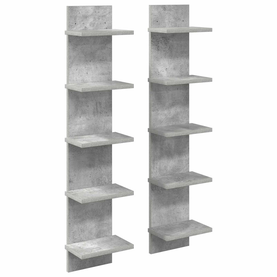 Wandplank 2 st Betongrijs 22 x 15 x 100 cm Bewerkt hout