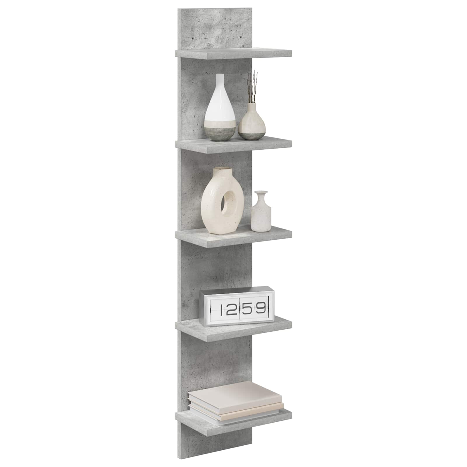 Wandplank 2 st Betongrijs 22 x 15 x 100 cm Bewerkt hout