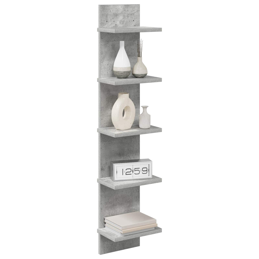 Wandplank 2 st Betongrijs 22 x 15 x 100 cm Bewerkt hout
