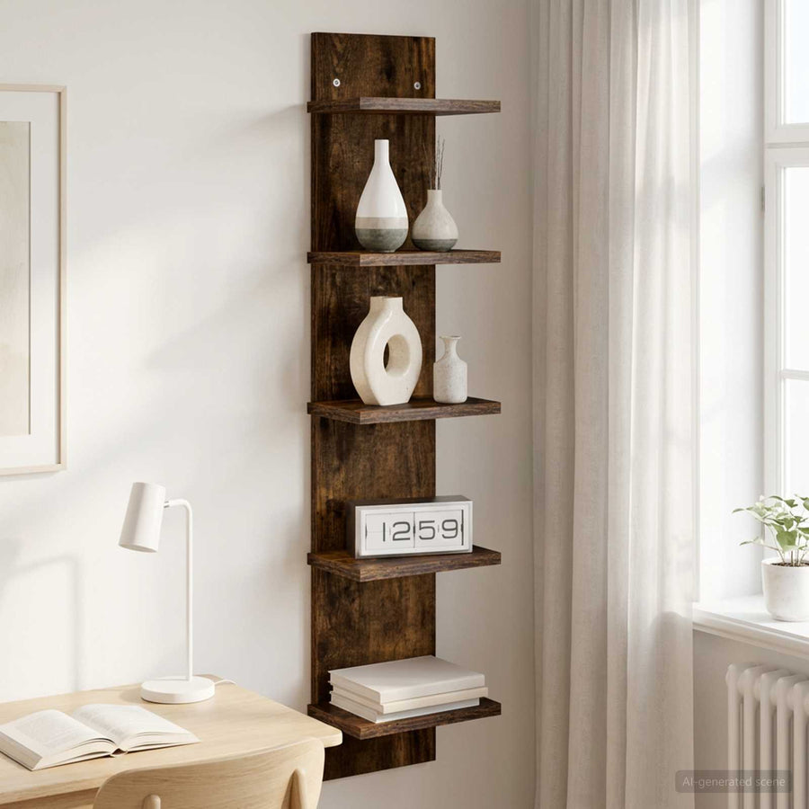 Wandplank Gerookt eiken 22 x 15 x 100 cm Bewerkt hout