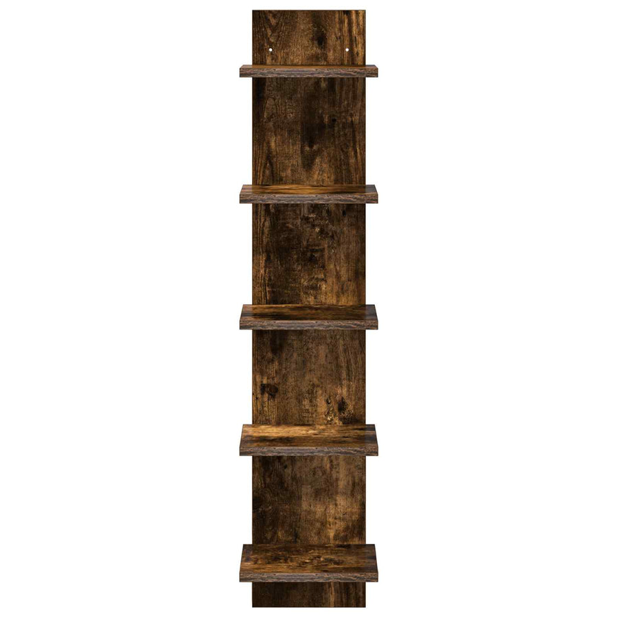 Wandplank 2 st Gerookt eiken 22 x 15 x 100 cm Bewerkt hout