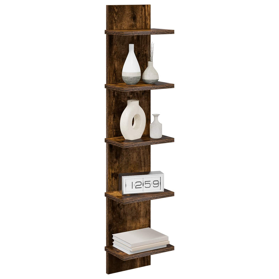 Wandplank 2 st Gerookt eiken 22 x 15 x 100 cm Bewerkt hout