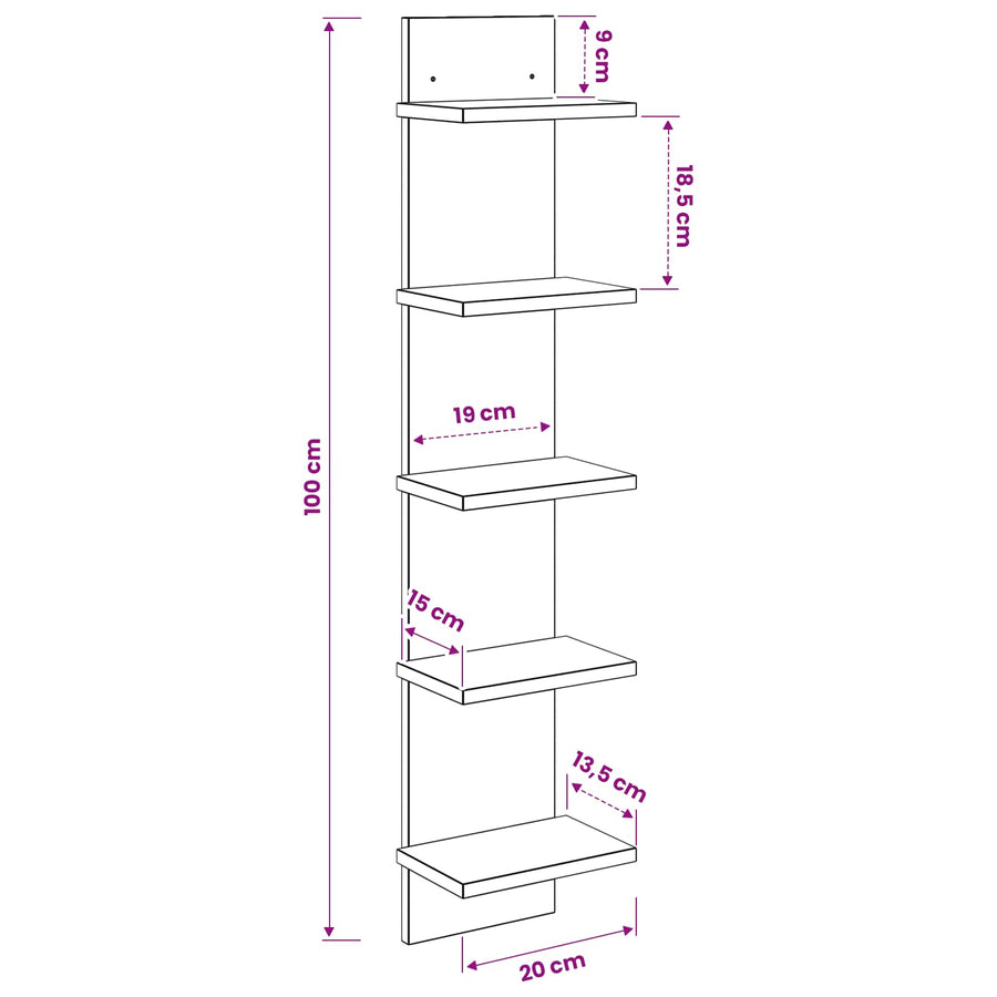 Wandplank Grijs Sonoma 22 x 15 x 100 cm Bewerkt hout