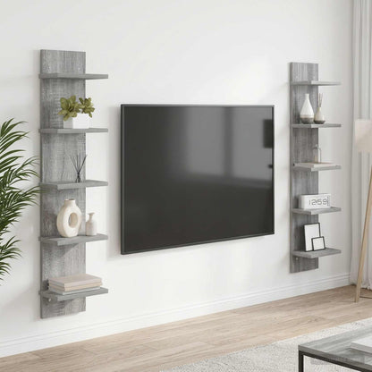 Wandplank 2 st Grijs Sonoma 22 x 15 x 100 cm Bewerkt hout