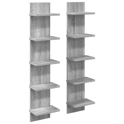 Wandplank 2 st Grijs Sonoma 22 x 15 x 100 cm Bewerkt hout