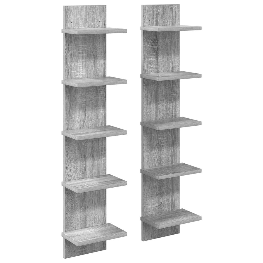 Wandplank 2 st Grijs Sonoma 22 x 15 x 100 cm Bewerkt hout