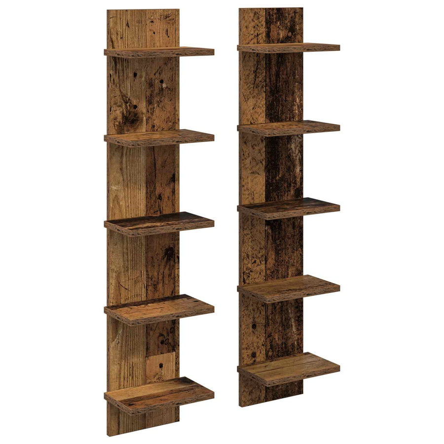 Wandplank 2 st Oud hout 22 x 15 x 100 cm Bewerkt hout
