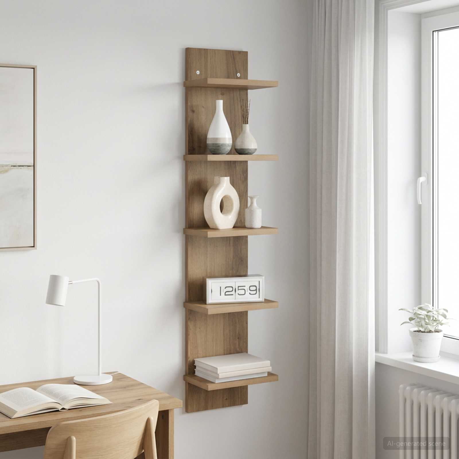 Wandplank Artisanaal eiken 22 x 15 x 100 cm Bewerkt hout