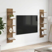 Wandplank 2 st eiken 100x22x15 cm
