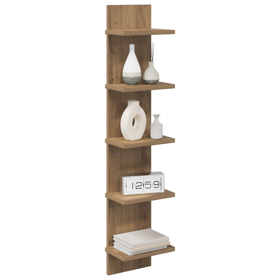 Wandplank 2 st Artisanaal eiken 22 x 15 x 100 cm Bewerkt hout