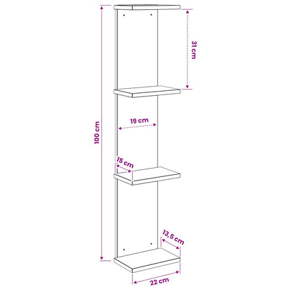 Wandplank Wit 22 x 15 x 100 cm Bewerkt hout