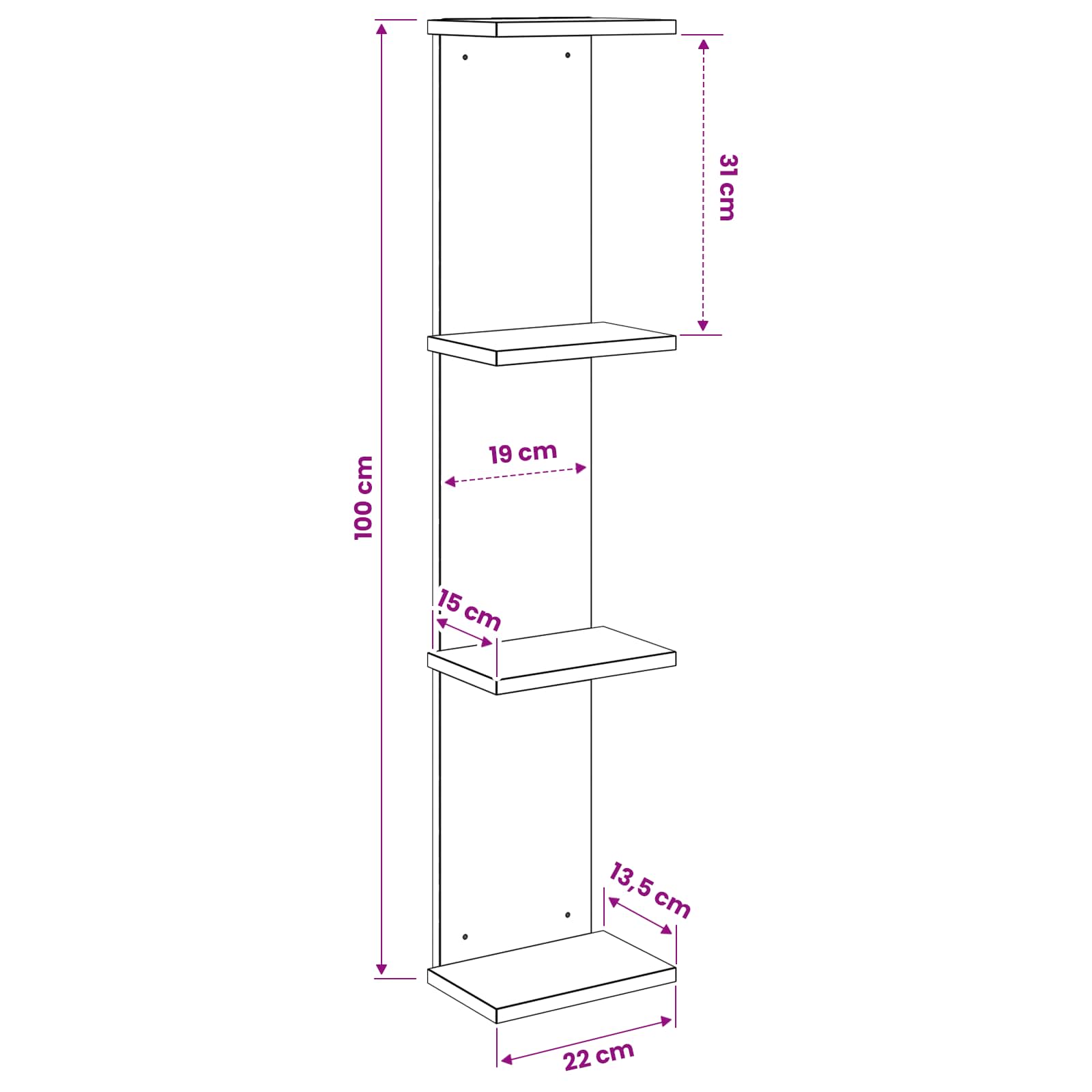 Wandplank Sonoma Eiken 22 x 15 x 100 cm Bewerkt hout