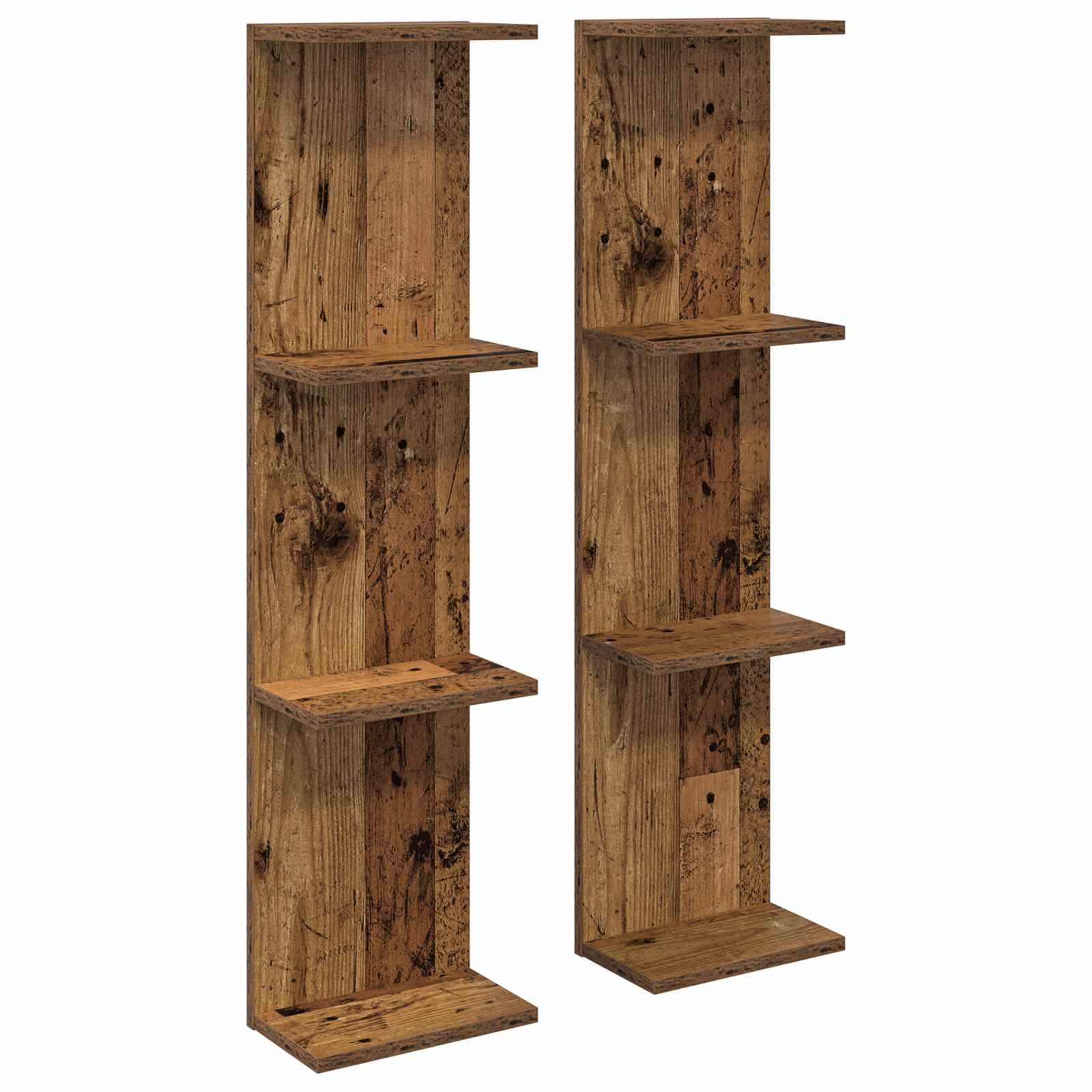 Wandplank 2 pcs Oud hout 22 x 15 x 100 cm Bewerkt hout