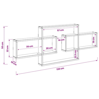 Wandplank Wit 130 x 10 x 50 cm Bewerkt hout